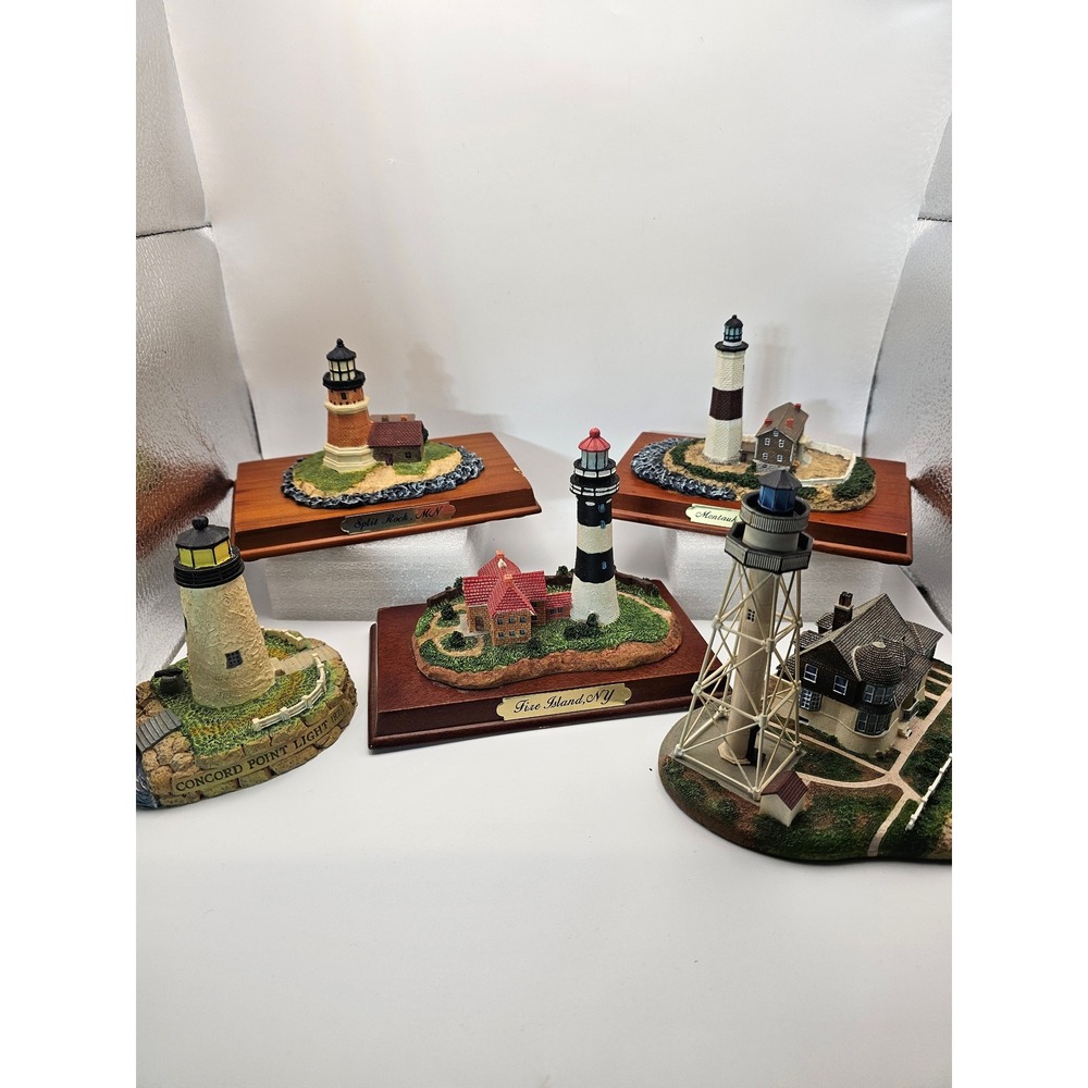 Lighthouse Figurine Collection Fire Island Montauk Split Rock Concord Point 5pc